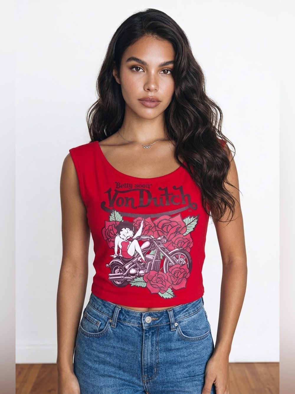NWT Betty boop Von Dutch Women's Red Graphic Tank Top